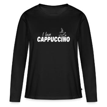 I LOVE CAPPUCCINO - Frauen Premium Bio Langarmshirt - Schwarz - Vorne - Julia (174cm)