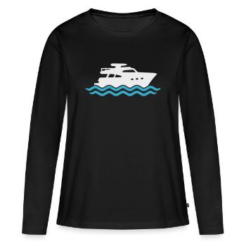 Yacht Silhouette Motorboot - Frauen Premium Bio Langarmshirt - Schwarz - Vorne - Julia (174cm)
