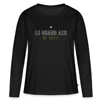 Le Grand Air Me Suffit - Nature Minimaliste - T-shirt manches longues Premium bio Femme - noir - Devant - Julia (174cm)