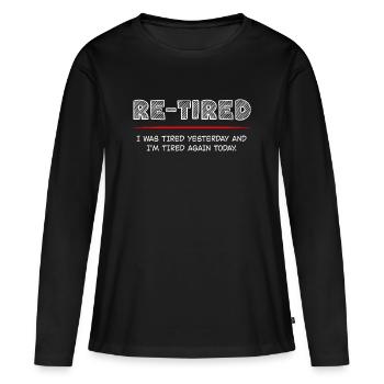 Conception typographique drôle re-tirée - T-shirt manches longues Premium bio Femme - noir - Devant - Julia (174cm)