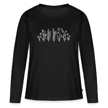 Wildflowers Botanical Line Art Flower Meadow - Women's Premium Organic Long Sleeve Shirt - black - Front - Julia (174cm)