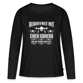 Meine Drohne ist bewaffnet mit einer Kamera - Frauen Premium Bio Langarmshirt - Schwarz - Vorne - Julia (174cm)