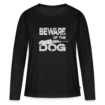 Méfiez-vous du Dog Dog Motif Dog Sports - T-shirt manches longues Premium bio Femme - noir - Devant - Julia (174cm)