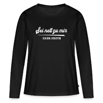 Juristin Justitia Jura Studium Studentin Examen - Frauen Premium Bio Langarmshirt - Schwarz - Vorne - Julia (174cm)