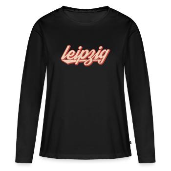 Leipzig Script Vintage Logo - T-shirt manches longues Premium bio Femme - noir - Devant - Julia (174cm)