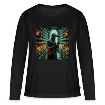 Médecin de la peste - T-shirt manches longues Premium bio Femme - noir - Devant - Julia (174cm)