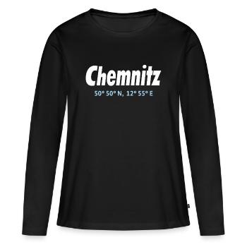 Coordonnées de Chemnitz - T-shirt manches longues Premium bio Femme - noir - Devant - Julia (174cm)