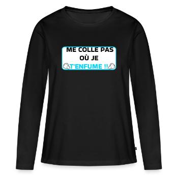 Me colle pas ou je t'enfume  - T-shirt manches longues Premium bio Femme - noir - Devant - Julia (174cm)