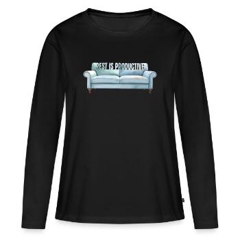 Le repos est un art de motivation productif - T-shirt manches longues Premium bio Femme - noir - Devant - Julia (174cm)