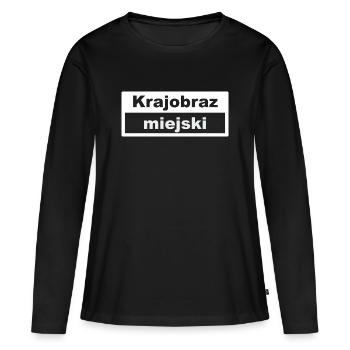 Paysage urbain Typographie Polonais - T-shirt manches longues Premium bio Femme - noir - Devant - Julia (174cm)