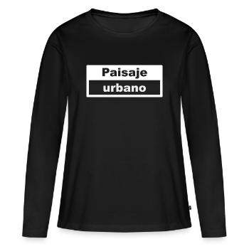 Paysage urbain Typographie Espagnol - T-shirt manches longues Premium bio Femme - noir - Devant - Julia (174cm)