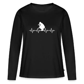 Rapper rappen MC Microphone Checker EKG Herzschlag - Frauen Premium Bio Langarmshirt - Schwarz - Vorne - Julia (174cm)