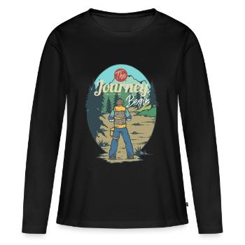 Le voyage commence - T-shirt manches longues Premium bio Femme - noir - Devant - Julia (174cm)