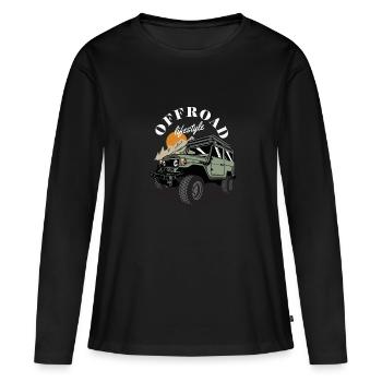 Mode de vie hors route - T-shirt manches longues Premium bio Femme - noir - Devant - Julia (174cm)