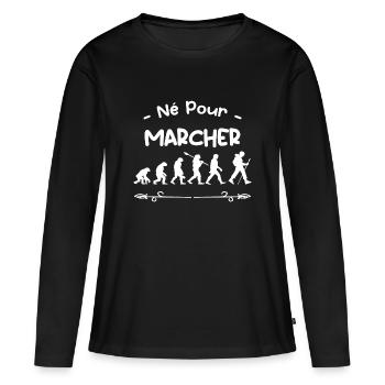 né pour marcher évolution - T-shirt manches longues Premium bio Femme - noir - Devant - Julia (174cm)