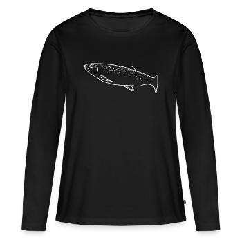 Lineart de la truite - T-shirt manches longues Premium bio Femme - noir - Devant - Julia (174cm)