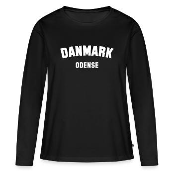 ODENSE Denmark Dänemark - Frauen Premium Bio Langarmshirt - Schwarz - Vorne - Julia (174cm)