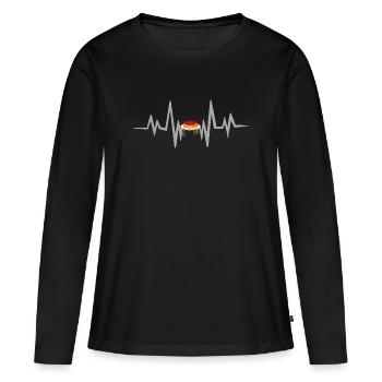 Spaghetti herzschlag - Frauen Premium Bio Langarmshirt - Schwarz - Vorne - Julia (174cm)
