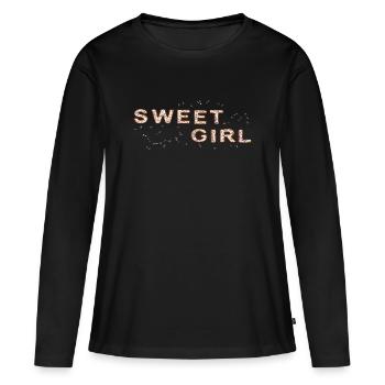 Glaçage Sweet Girl - T-shirt manches longues Premium bio Femme - noir - Devant - Julia (174cm)