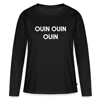 Répétition Typographique Ouin - T-shirt manches longues Premium bio Femme - noir - Devant - Julia (174cm)