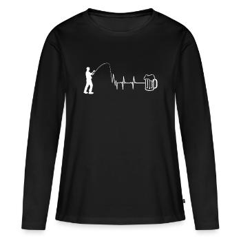 Pêche, battement de cœur et bière - T-shirt manches longues Premium bio Femme - noir - Devant - Julia (174cm)