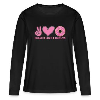Beignets Paix et Amour - T-shirt manches longues Premium bio Femme - noir - Devant - Julia (174cm)