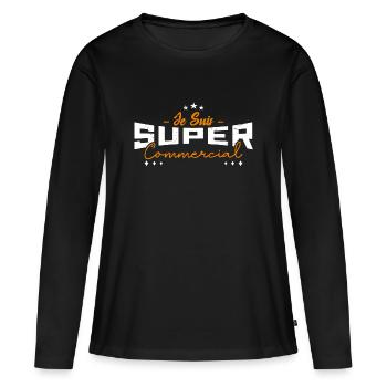 Super commercial - T-shirt manches longues Premium bio Femme - noir - Devant - Julia (174cm)