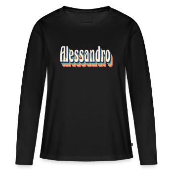 Alessandro t-shirt vintage rétro t-shirt cadeau t-shirt - T-shirt manches longues Premium bio Femme - noir - Devant - Julia (174cm)