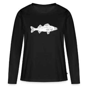 Vecteur de capture de gros poissons zanders - T-shirt manches longues Premium bio Femme - noir - Devant - Julia (174cm)