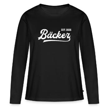 Bäcker 2026 Ausbildung Bäckerei Azubi Meister - Frauen Premium Bio Langarmshirt - Schwarz - Vorne - Julia (174cm)