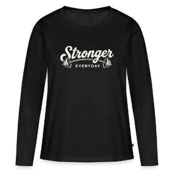 Stärkeres tägliches Langhantelgym-Workout Retro - Frauen Premium Bio Langarmshirt - Schwarz - Vorne - Julia (174cm)