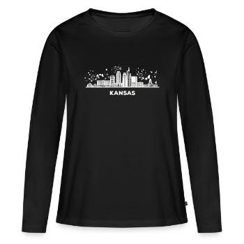 Kansans Skyline Cityscape Kansas - T-shirt manches longues Premium bio Femme - noir - Devant - Julia (174cm)