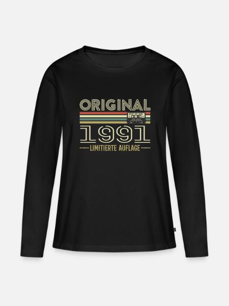 Original 1991 Jahrgang Retro Geburtstag Vintage - Frauen Premium Bio Langarmshirt - Schwarz
