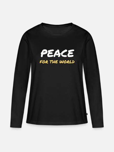 Frieden für die Welt - Frauen Premium Bio Langarmshirt - Schwarz