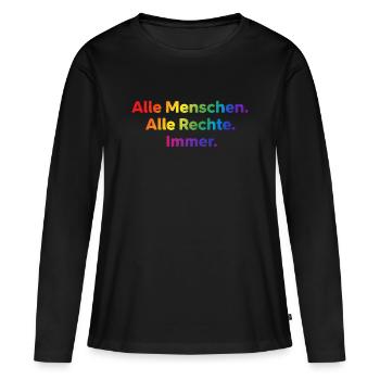 All People All Rights Always Statement - Women's Premium Organic Long Sleeve Shirt - black - Front - Julia (174cm)