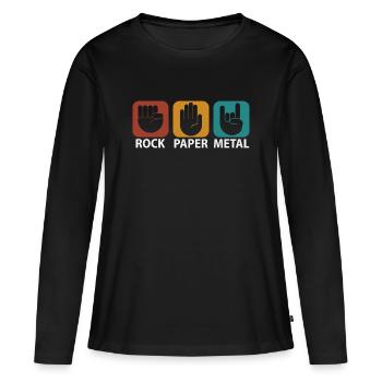 Schere Stein Metal Rock paper Festival Geschenk - Frauen Premium Bio Langarmshirt - Schwarz - Vorne - Julia (174cm)