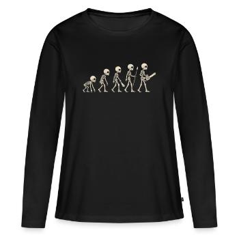 Évolution du squelette - Cadeau drôle d’Halloween - T-shirt manches longues Premium bio Femme - noir - Devant - Julia (174cm)