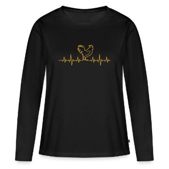 Coq - T-shirt manches longues Premium bio Femme - noir - Devant - Julia (174cm)