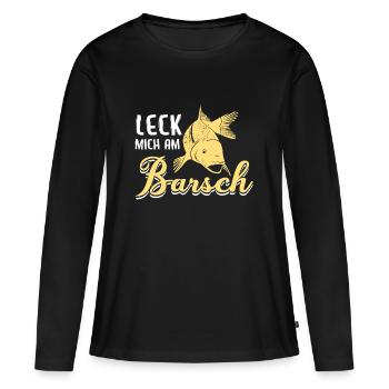 Leck mich am Barsch - Frauen Premium Bio Langarmshirt - Schwarz - Vorne - Julia (174cm)