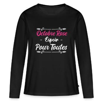 Octobre Rose Espoir Pour Toutes - T-shirt manches longues Premium bio Femme - noir - Devant - Julia (174cm)