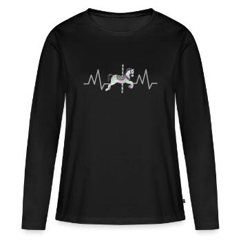Carousel Horse Heart Monitor - Horse Lovers - Frauen Premium Bio Langarmshirt - Schwarz - Vorne - Julia (174cm)