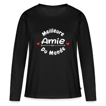 Meilleure Amie du Monde - T-shirt manches longues Premium bio Femme - noir - Devant - Julia (174cm)