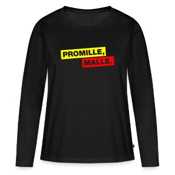Promille, Malle - Frauen Premium Bio Langarmshirt - Schwarz - Vorne - Julia (174cm)