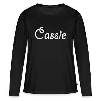 Cassie - T-shirt manches longues Premium bio Femme - noir - Devant - Julia (174cm)