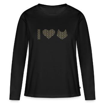I Heart Cats de petits visages de chat - T-shirt manches longues Premium bio Femme - noir - Devant - Julia (174cm)