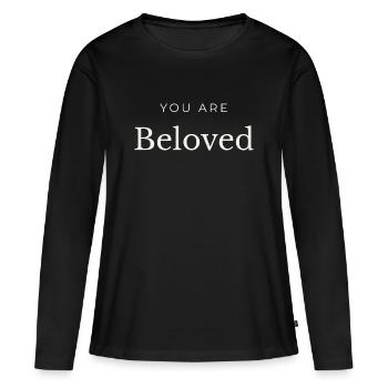Typographie de You Are Beloved - T-shirt manches longues Premium bio Femme - noir - Devant - Julia (174cm)