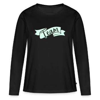 Team Ribbon Schriftzug - Frauen Premium Bio Langarmshirt - Schwarz - Vorne - Julia (174cm)