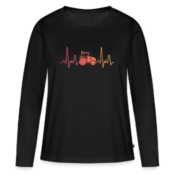 tracteur sunset battement de coeur agriculteur - T-shirt manches longues Premium bio Femme - noir - Devant - Julia (174cm)