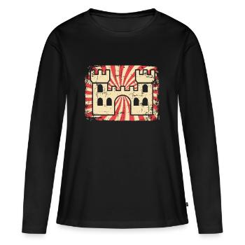 Château - T-shirt manches longues Premium bio Femme - noir - Devant - Julia (174cm)