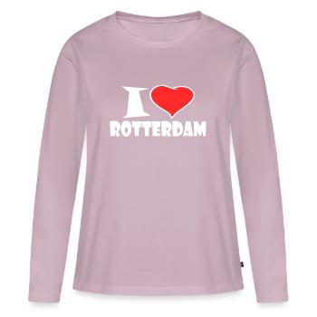 Rotterdam - T-shirt manches longues Premium bio Femme - rose poudré - Devant - Julia (174cm)